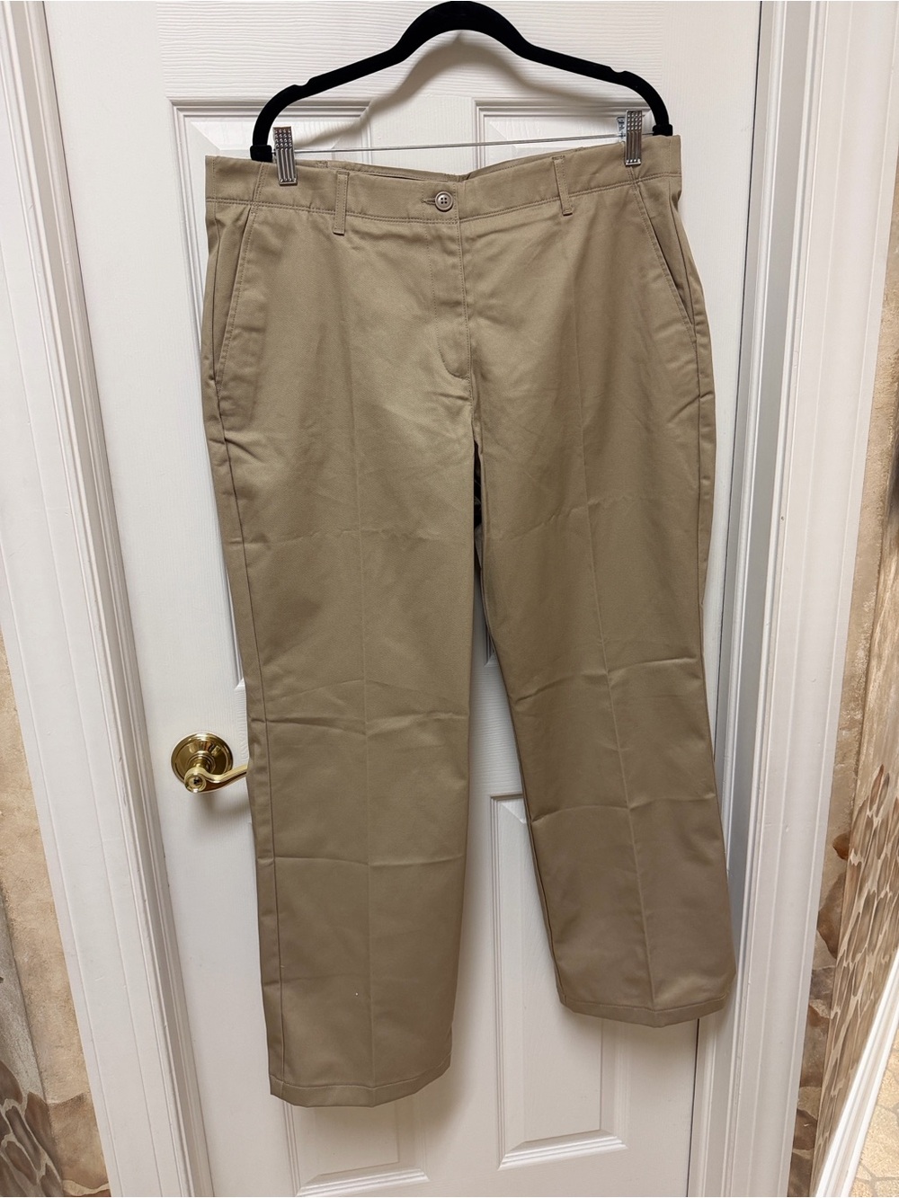 Lands' End Straight-Leg Pants in Khaki for Women, Size 16